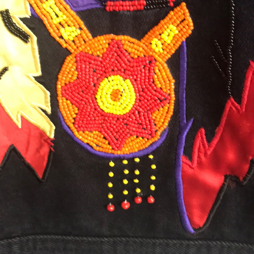 Stunning Southwestern Beaded Black Denim Jacket - image 5